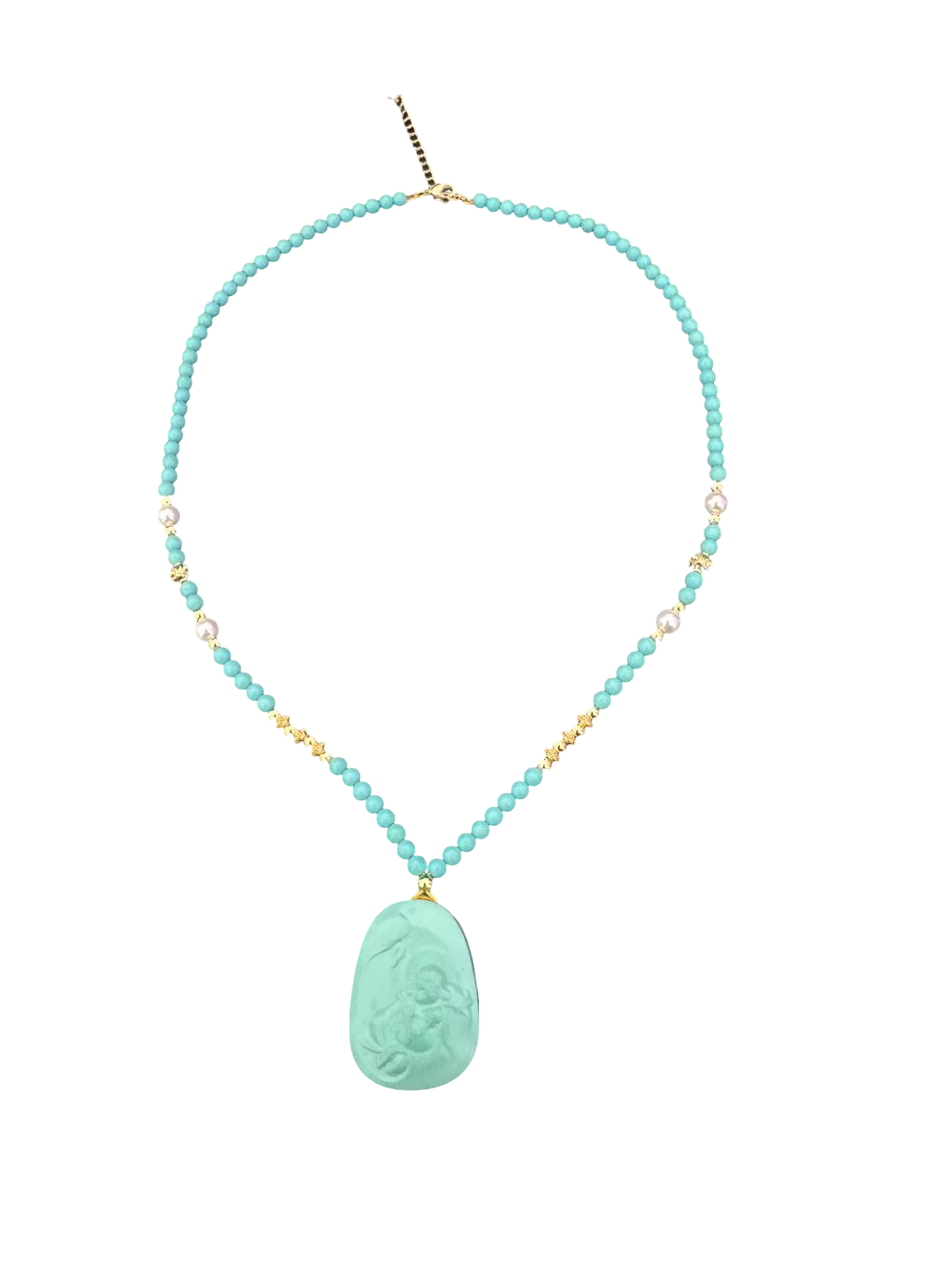 Tibetische Halskette aus geschnitztem Türkis