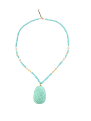 Tibetische Halskette aus geschnitztem Türkis