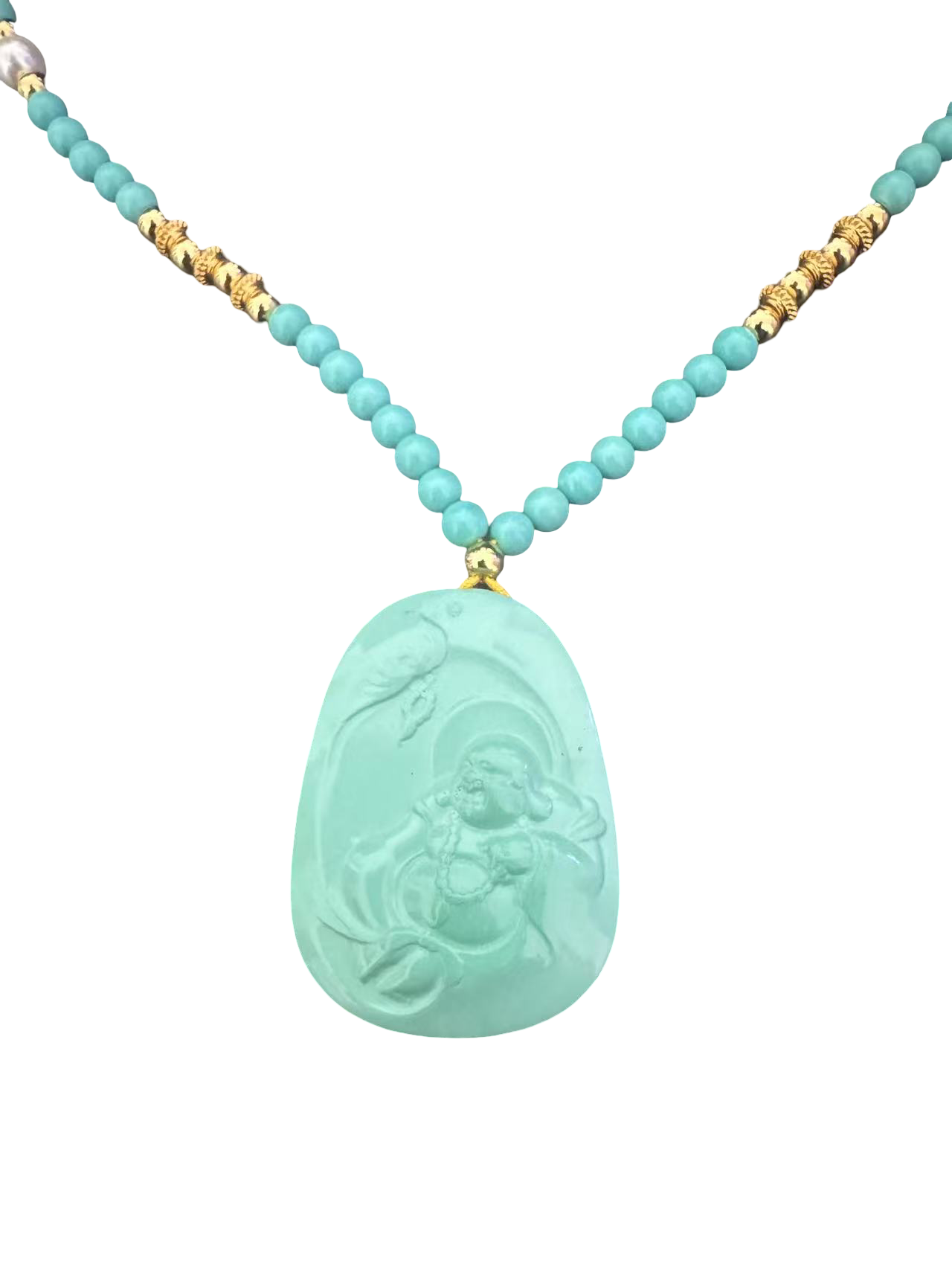 Tibetische Halskette aus geschnitztem Türkis