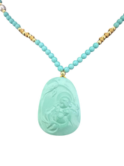 Tibetische Halskette aus geschnitztem Türkis