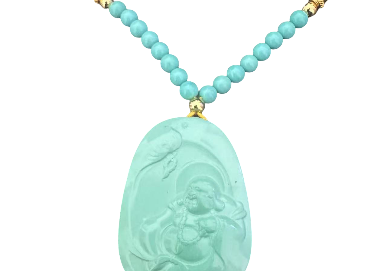 Tibetische Halskette aus geschnitztem Türkis