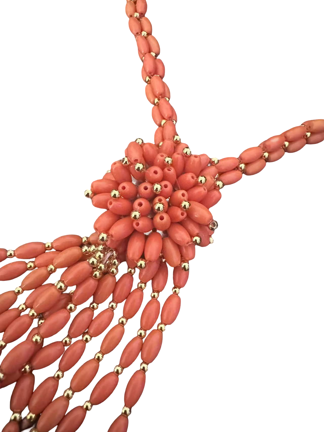 Details für Tibetische Halskette mit Korallen-Optik – Handgefertigt ansehen Tibetische Halskette mit Korallen-Optik