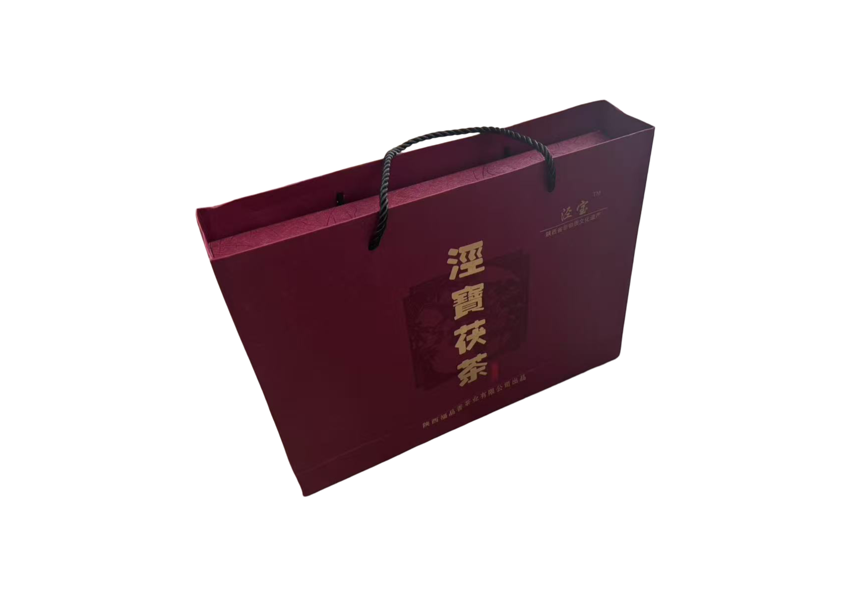 Elegante Verpackung des Jingwei Fu-Ziegeltees aus China in rot mit Tragegriff.