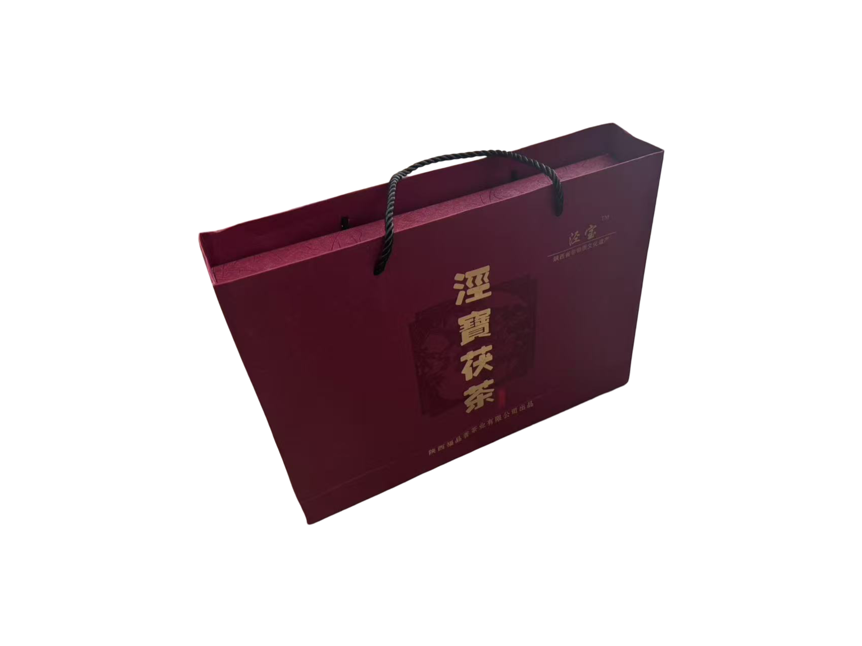 Elegante Verpackung des Jingwei Fu-Ziegeltees aus China in rot mit Tragegriff.