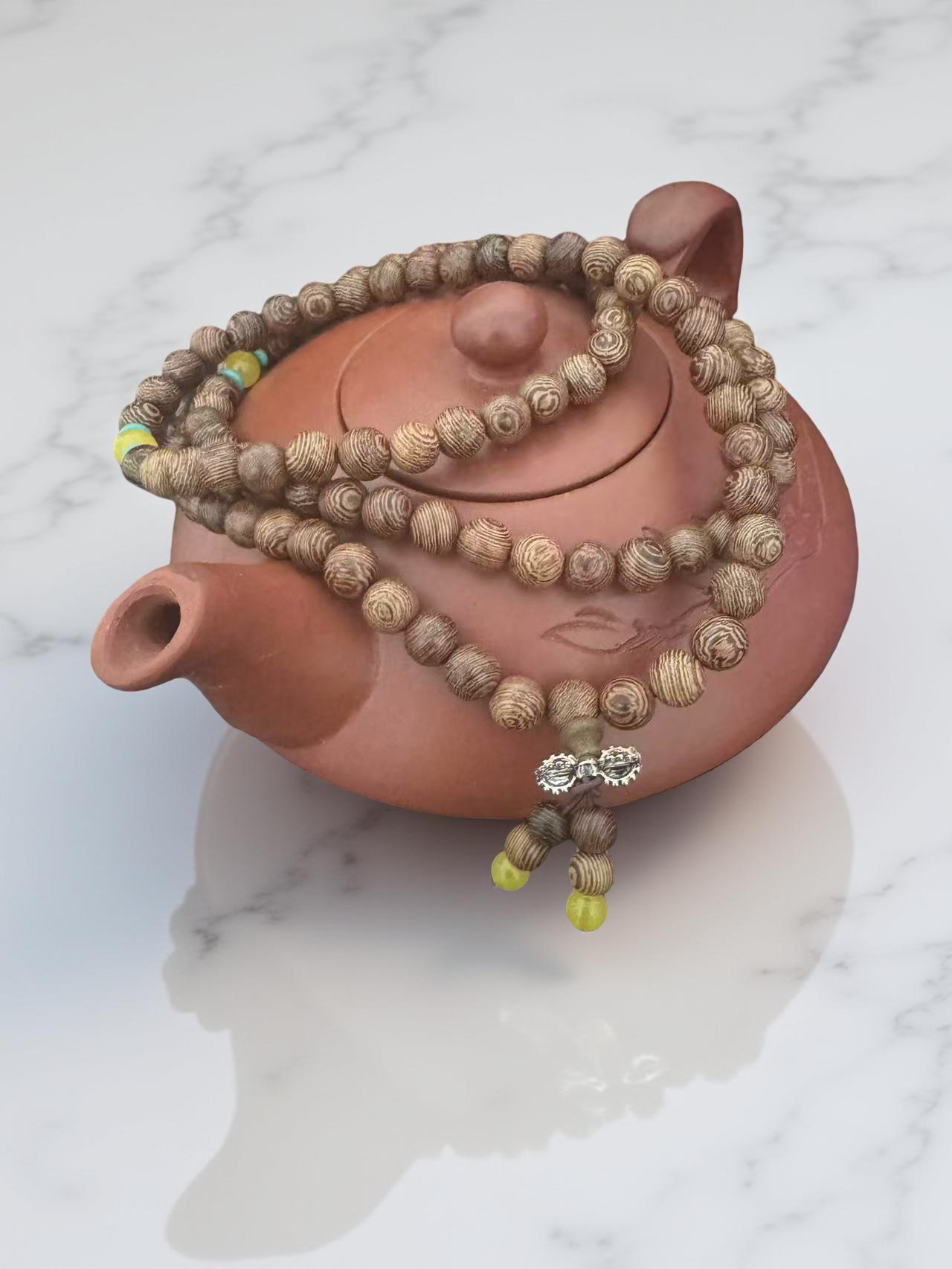 Mala-Armband aus Hühnerflügelholz – 108 Perlen