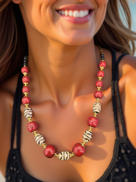 Tibetische Halskette mit Koralle – Handgefertigt & Traditionell model